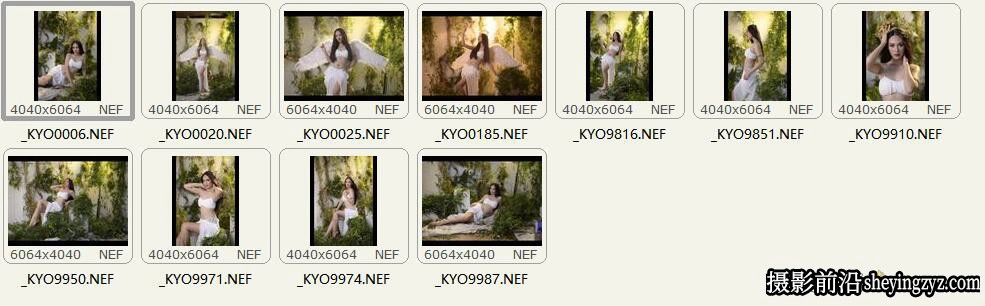 性感美女天使翅膀写真后期修图练习RAW原图素材11张