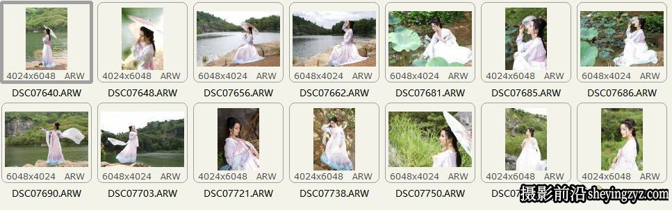 外拍古风美女人像摄影后期修图练习RAW原片素材14张