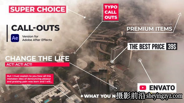 AE模板-30组科技感呼叫指示线动画模板 Call-Outs