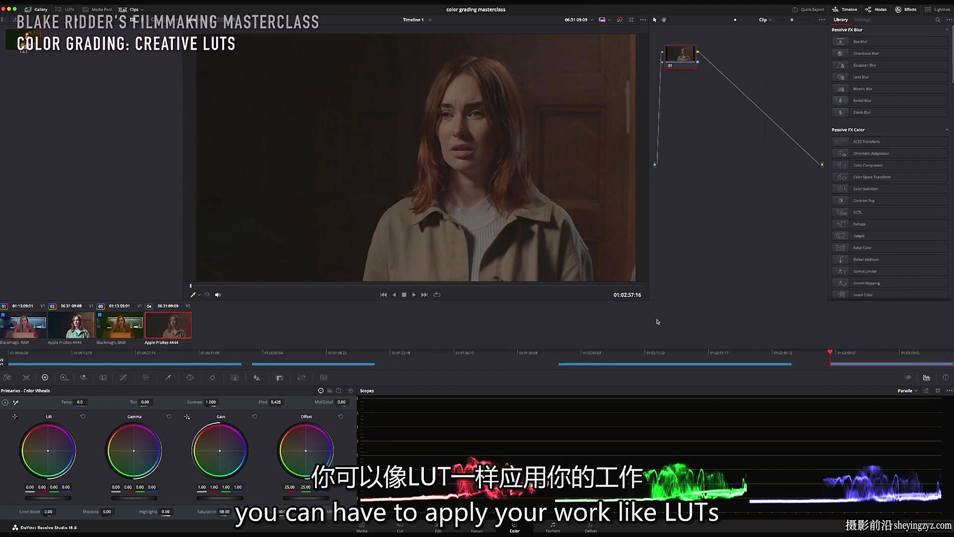 油管大神Blake Ridder电影拍摄编剧布光剪辑调色大师班课程-中英字幕
