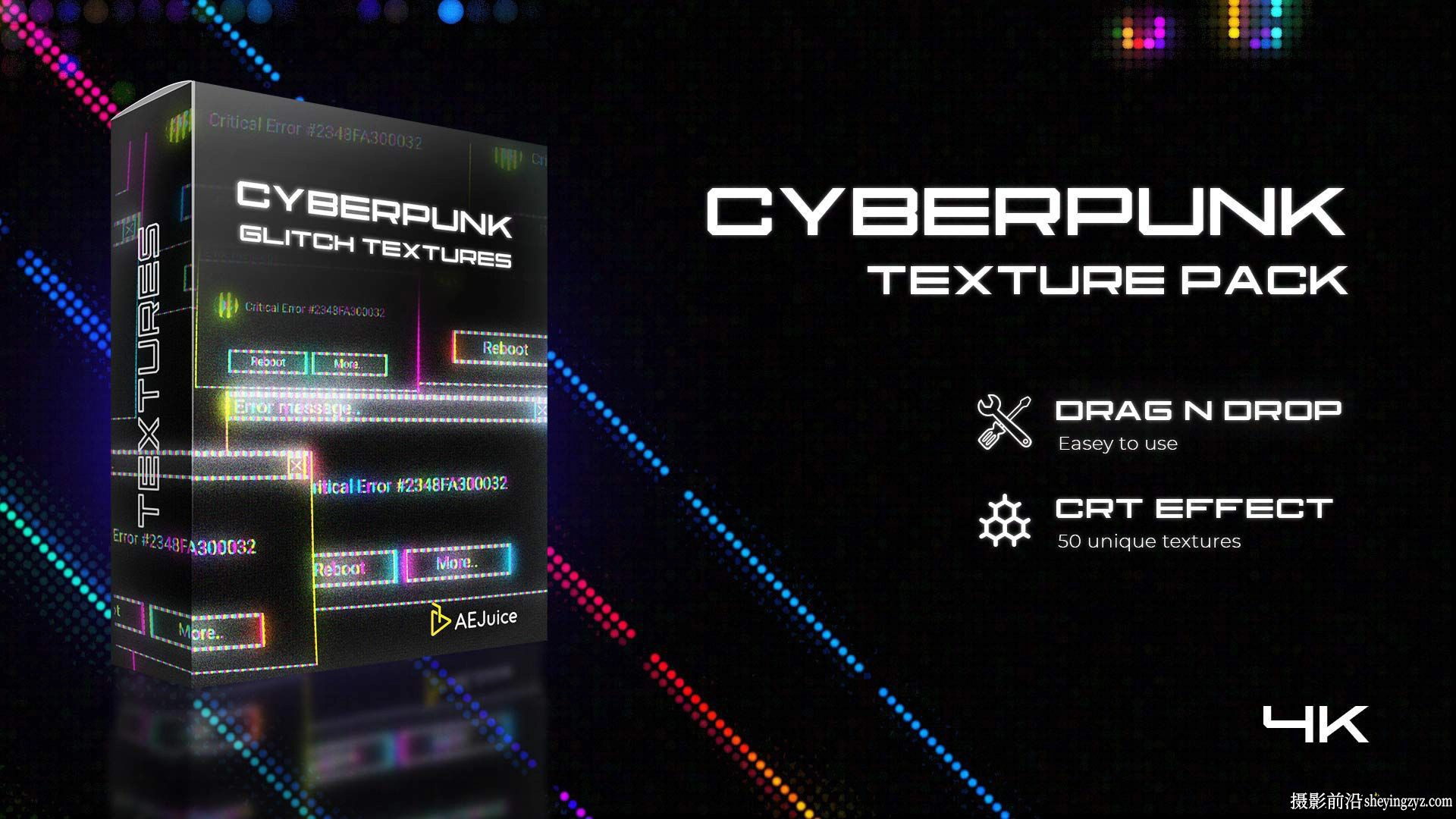 AE模版+PR模板+赛博朋克素材Aejuice-Cyberpunk Glitch Texture