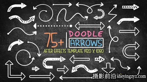 AE模板-卡通手绘涂鸦箭头动画模板- 75 Doodle Arrow Pack