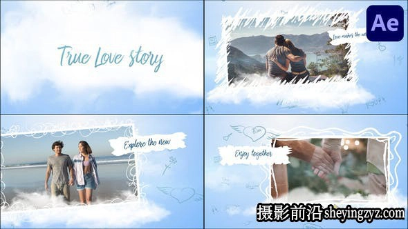 AE模板下载-照片相册浪漫爱情视频片头模板- True Love Story