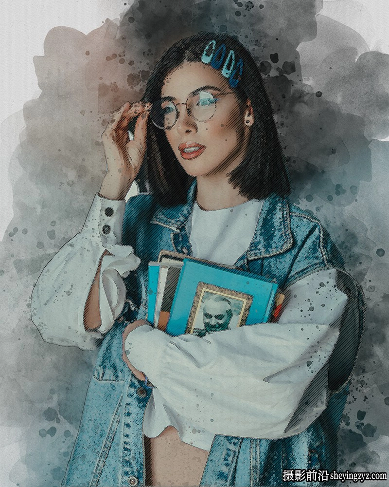 现代水彩素描绘画PS动作 Sketch Watercolor Photoshop Action