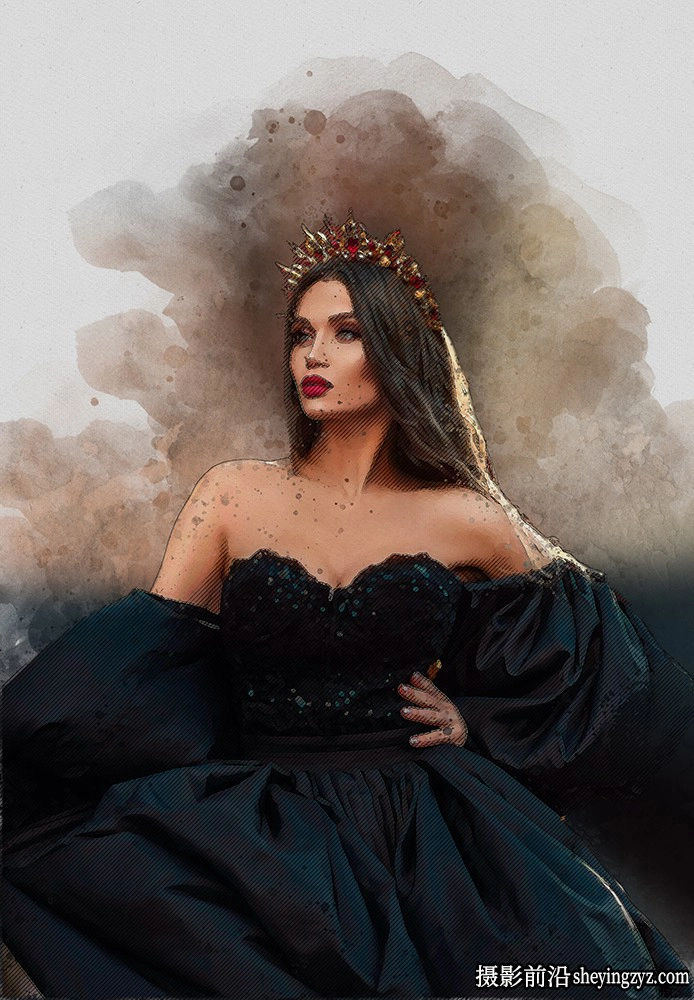 现代水彩素描绘画PS动作 Sketch Watercolor Photoshop Action