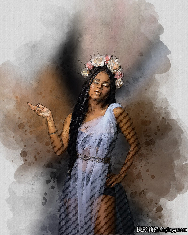 现代水彩素描绘画PS动作 Sketch Watercolor Photoshop Action