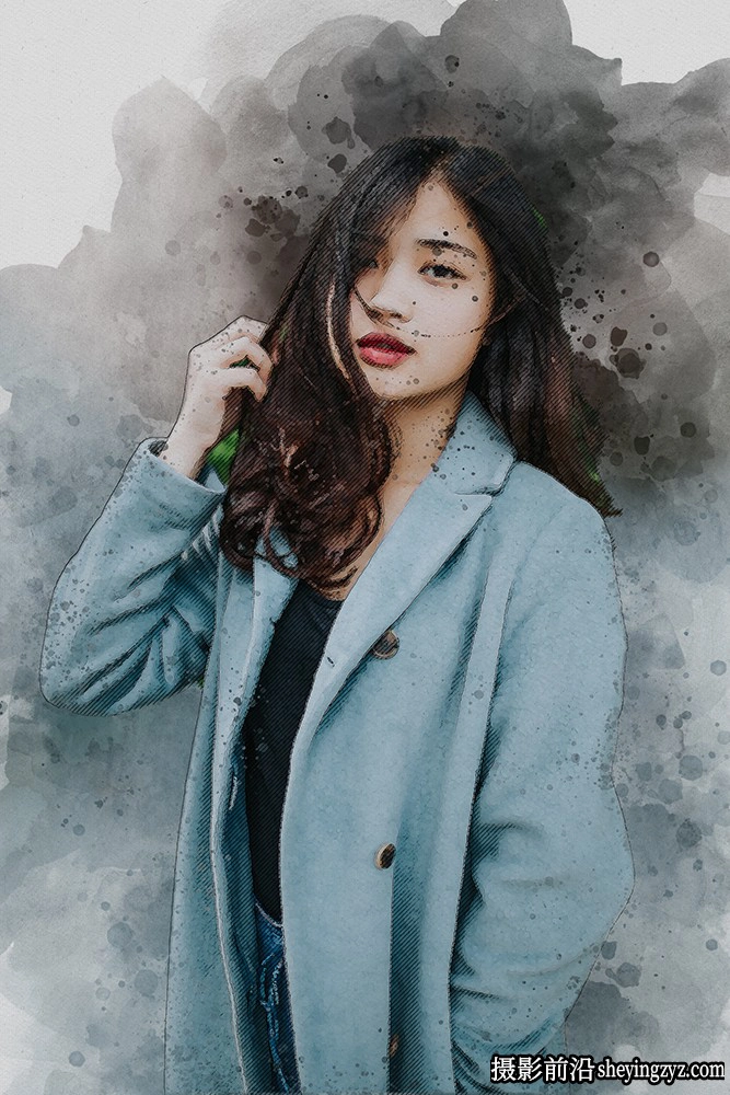 现代水彩素描绘画PS动作 Sketch Watercolor Photoshop Action