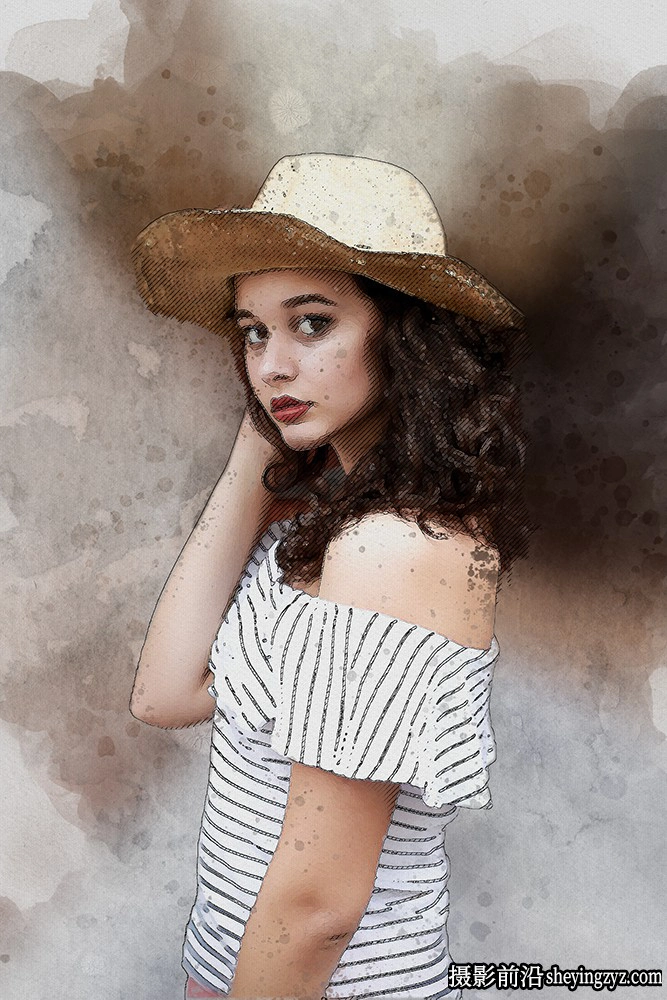 现代水彩素描绘画PS动作 Sketch Watercolor Photoshop Action