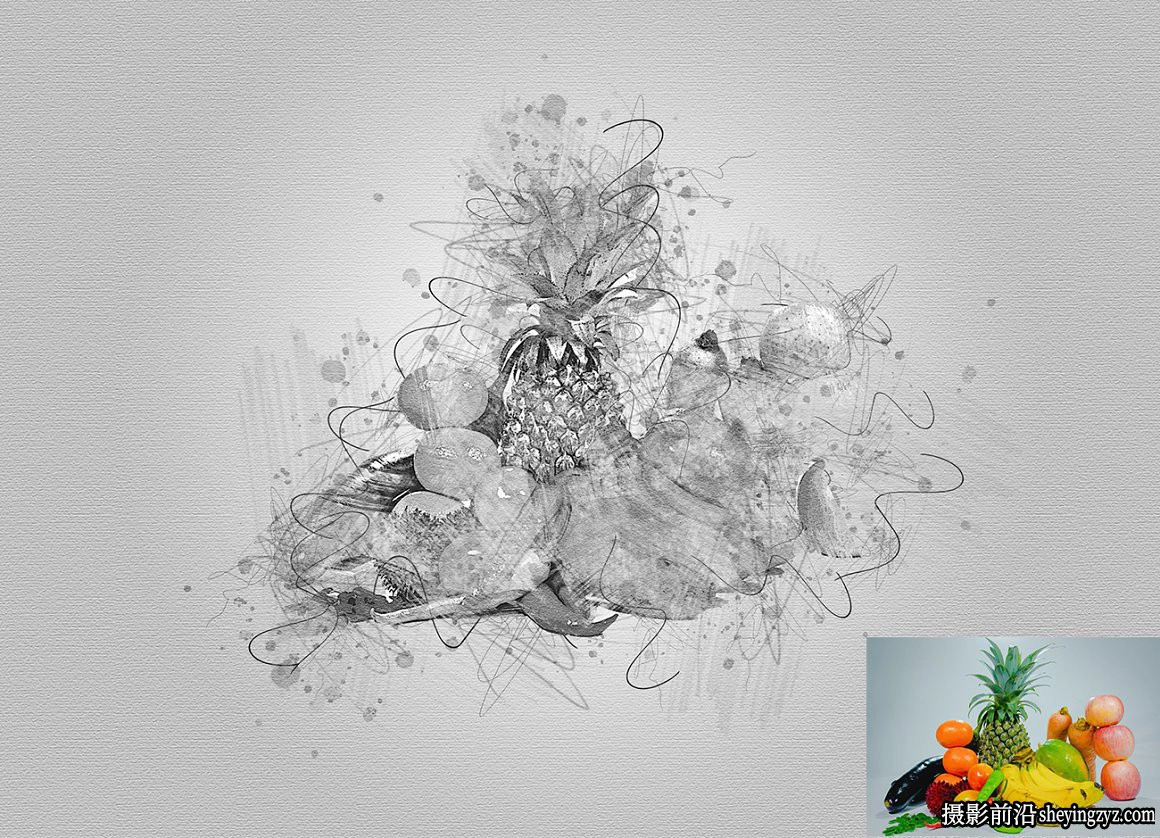 钢笔粉笔素描绘画PS动作 DRAWing Sketch Photoshop Action附教程