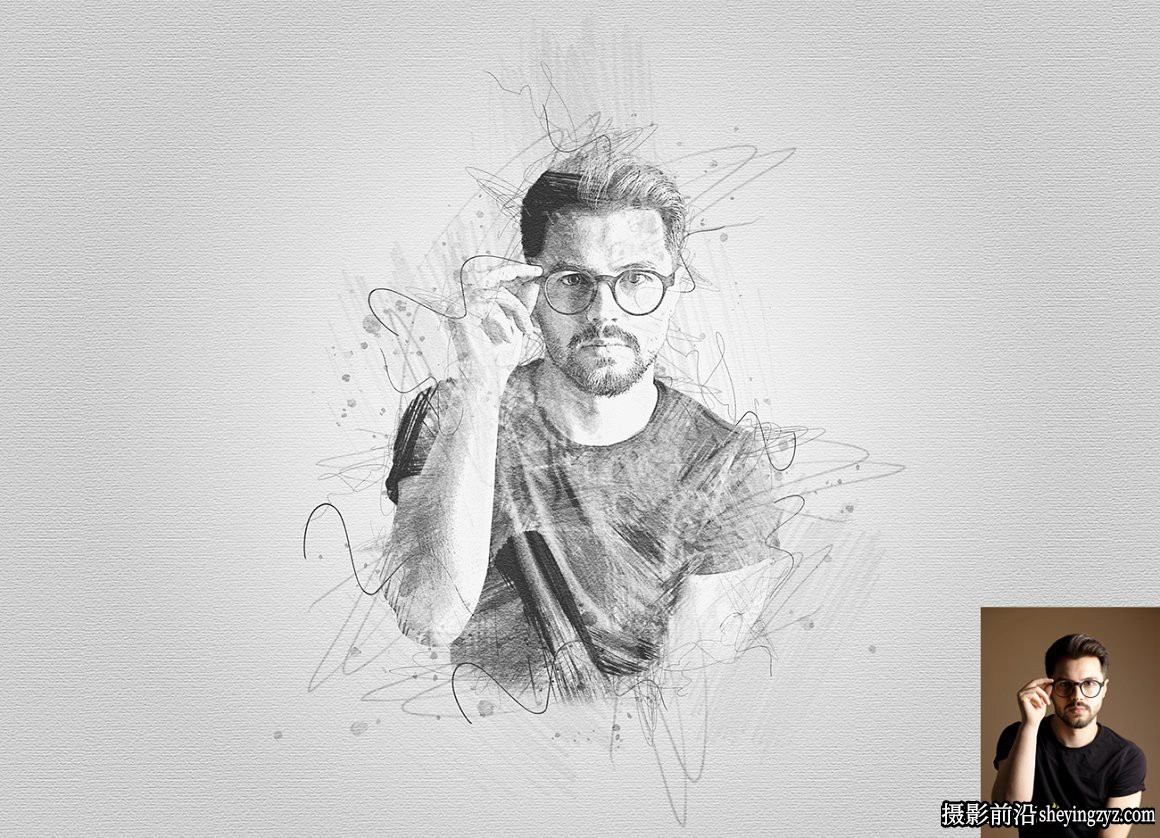 钢笔粉笔素描绘画PS动作 DRAWing Sketch Photoshop Action附教程