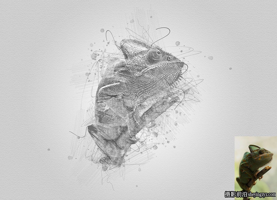 钢笔粉笔素描绘画PS动作 DRAWing Sketch Photoshop Action附教程