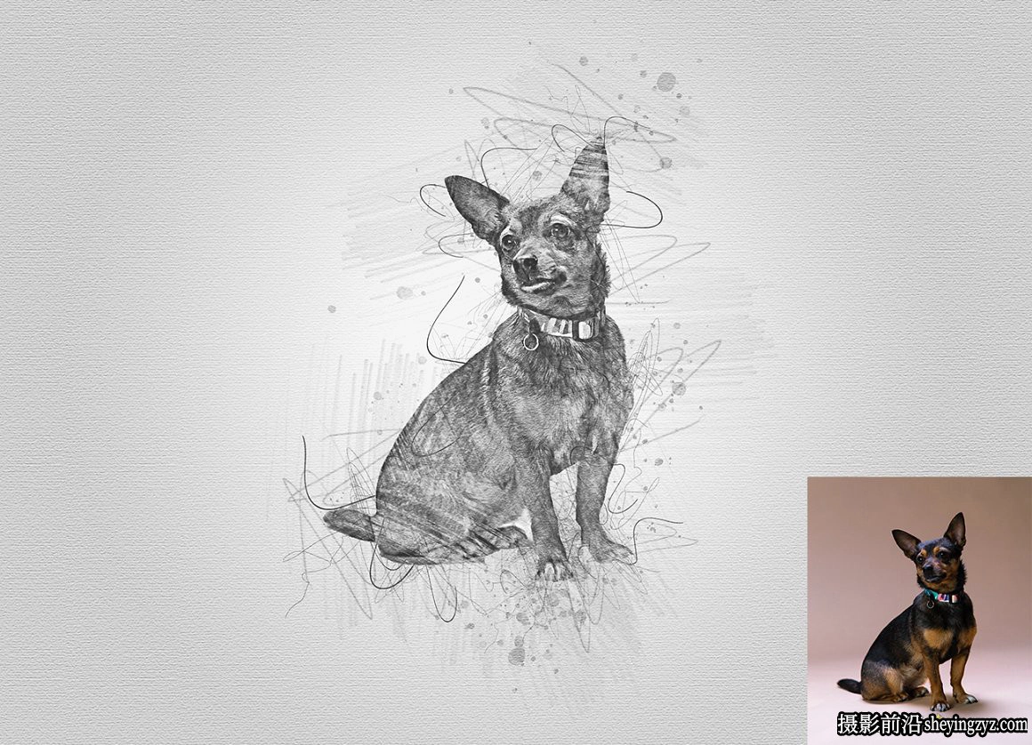 钢笔粉笔素描绘画PS动作 DRAWing Sketch Photoshop Action附教程