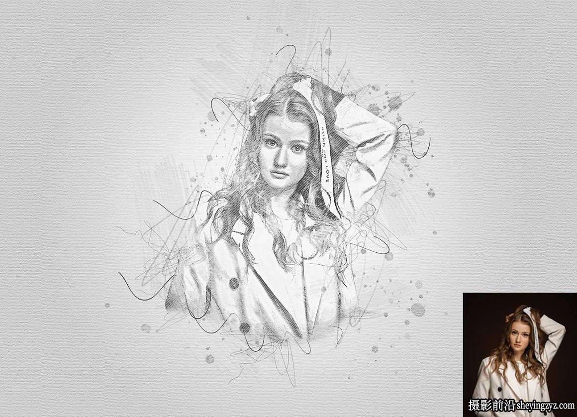 钢笔粉笔素描绘画PS动作 DRAWing Sketch Photoshop Action附教程