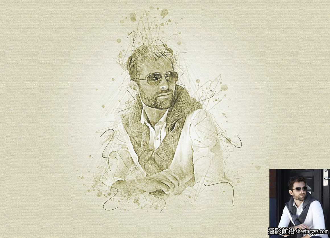 钢笔粉笔素描绘画PS动作 DRAWing Sketch Photoshop Action附教程
