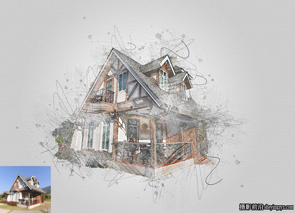 钢笔粉笔素描绘画PS动作 DRAWing Sketch Photoshop Action附教程