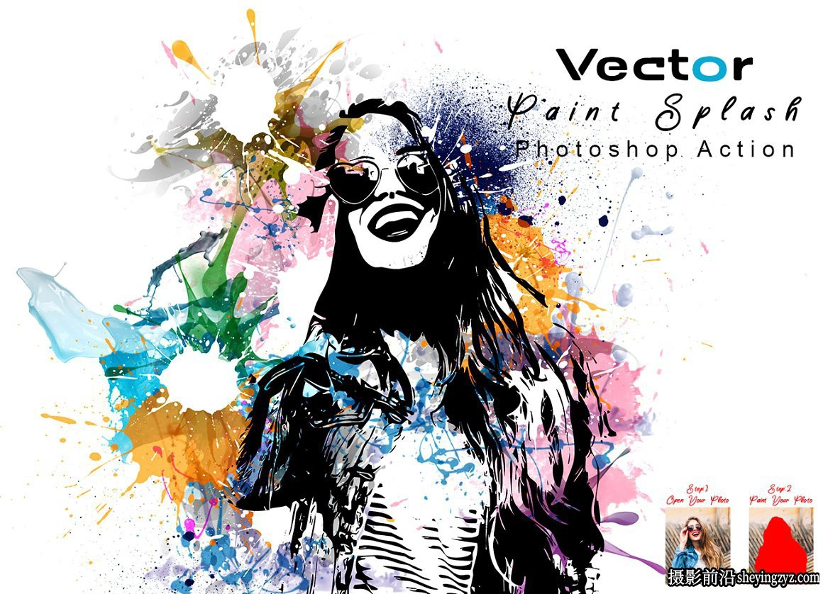 矢量艺术油漆飞溅绘画PS动作 Vector Paint Splash Action 附教程