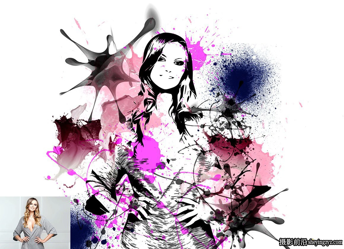 矢量艺术油漆飞溅绘画PS动作 Vector Paint Splash Action 附教程