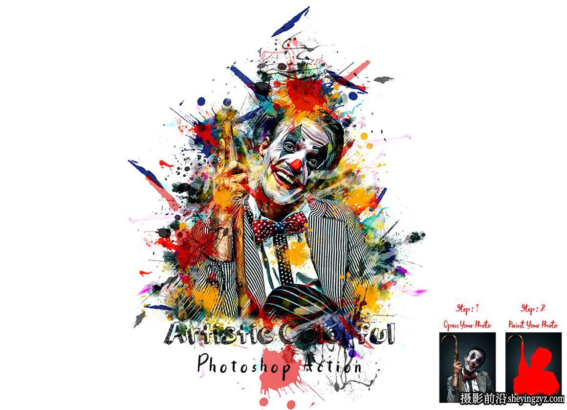 喷溅泼墨艺术绘画效果PS动作 Artistic Colorful Photoshop Action