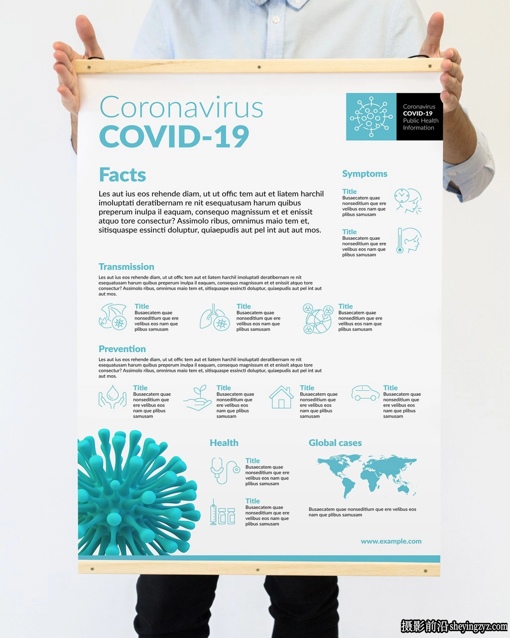 信息图表医疗COVID-19海报InDesign模板