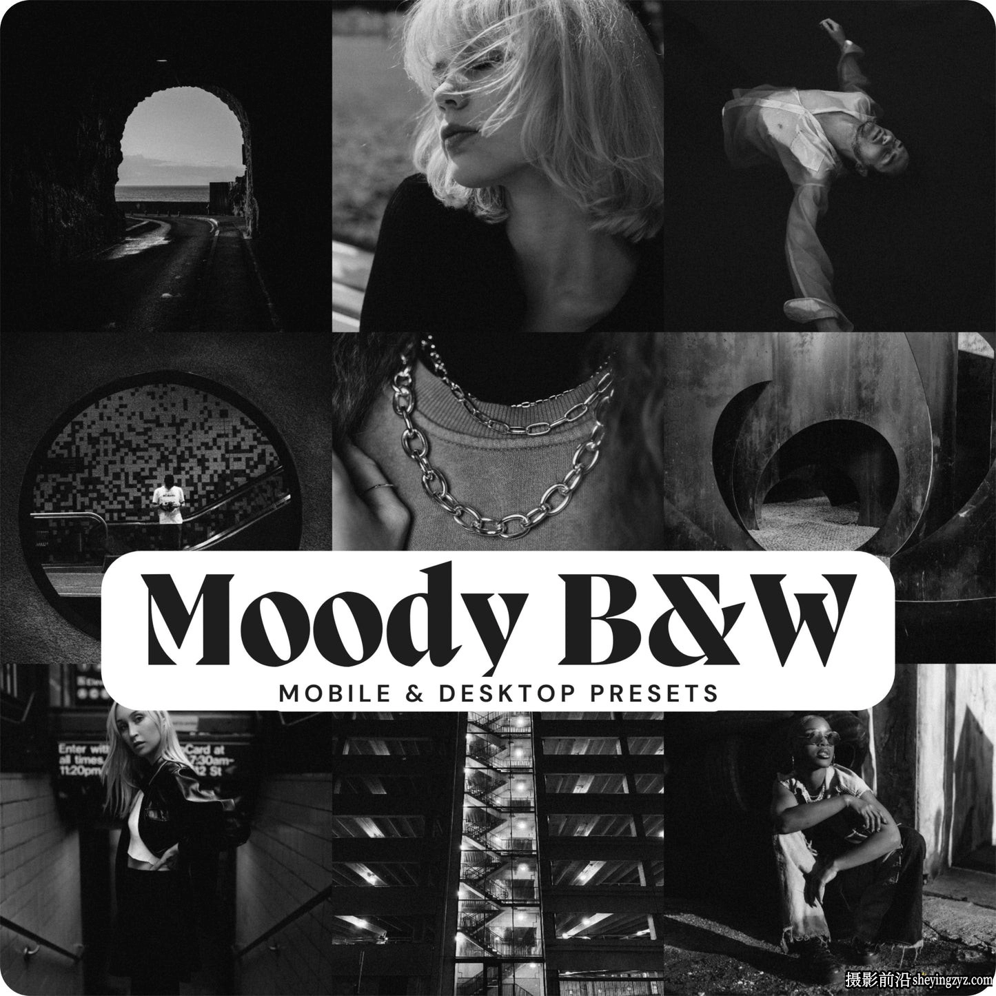 黑白电影胶片人像Lr预设 LouMarks Moody Black &amp; White Presets