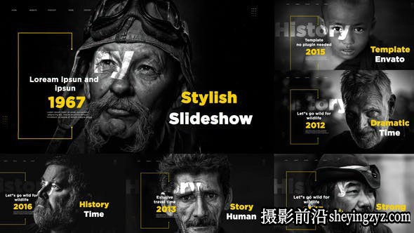 AE模版-人物事件介绍片头模板- Documentary History Slideshow