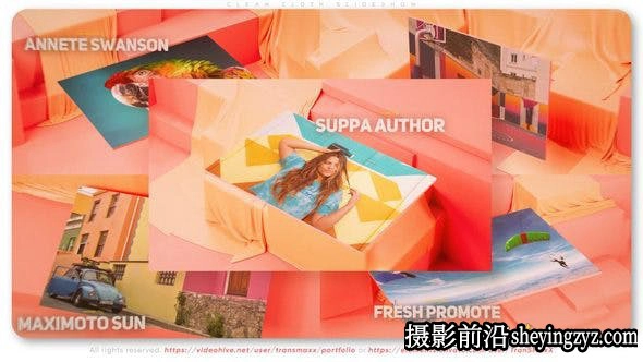 AE模版-三维场景图片展示片头模板- Clean Cloth Slideshow