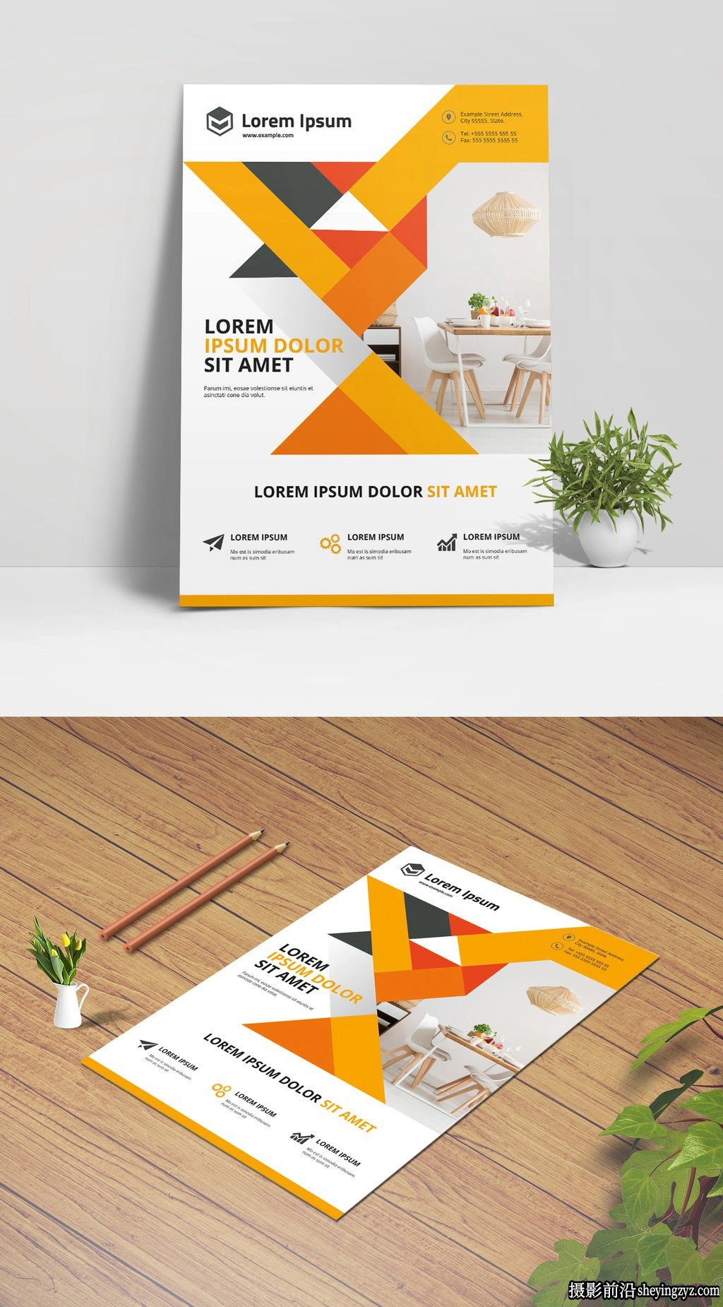 干净的商业传单布局InDesign模板