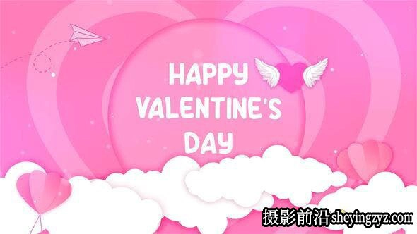 AE模板-卡通情人节照片展示模板- Heart Wings Theme Valentines