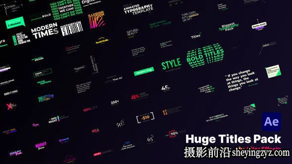 AE标题模版-210组文字标题字幕动画模板- Huge Title Pack