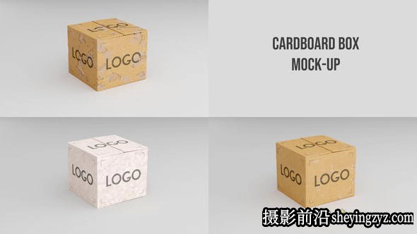 AE模版-三维盒子Logo展示动画样机模板- Cardboard Box Mock-up