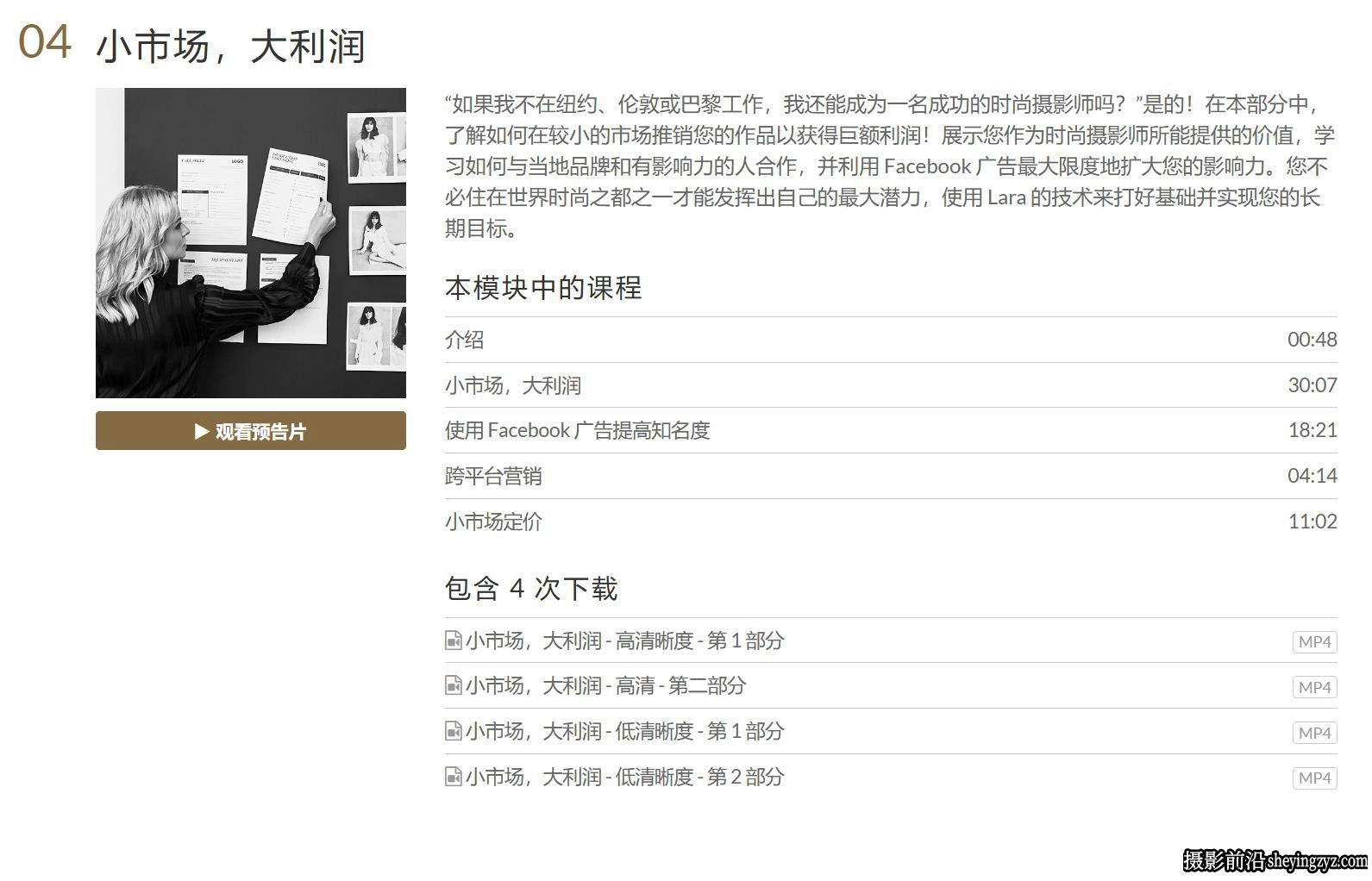 摄影师Lara Jade 时尚摄影业务系统完整教程8套合集-中文字幕