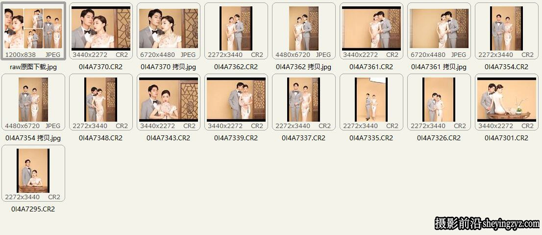 浪漫情侣婚纱摄影影楼人像RAW原图练习素材12张