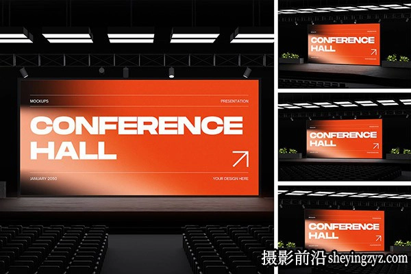 会议厅屏幕样机,屏幕样机,会议屏幕样机