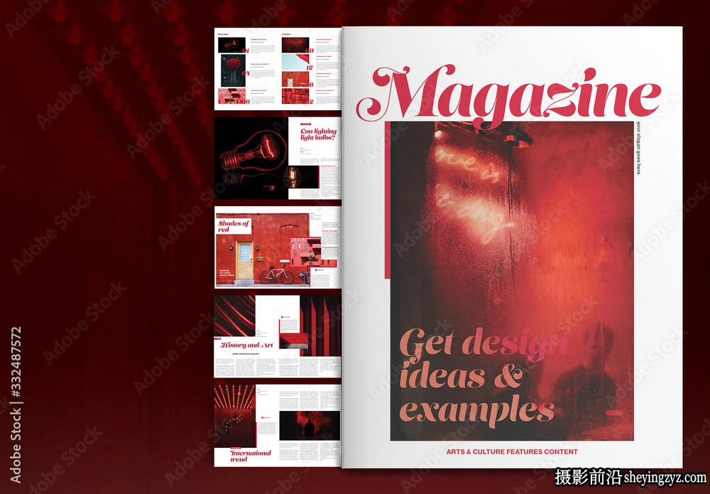 红色杂志版式设计排版InDesign模板