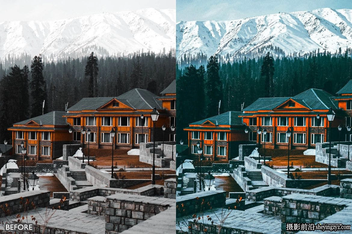 冬季电影风光LR预设手机lr预设 Cinematic Snow Landscape Presets