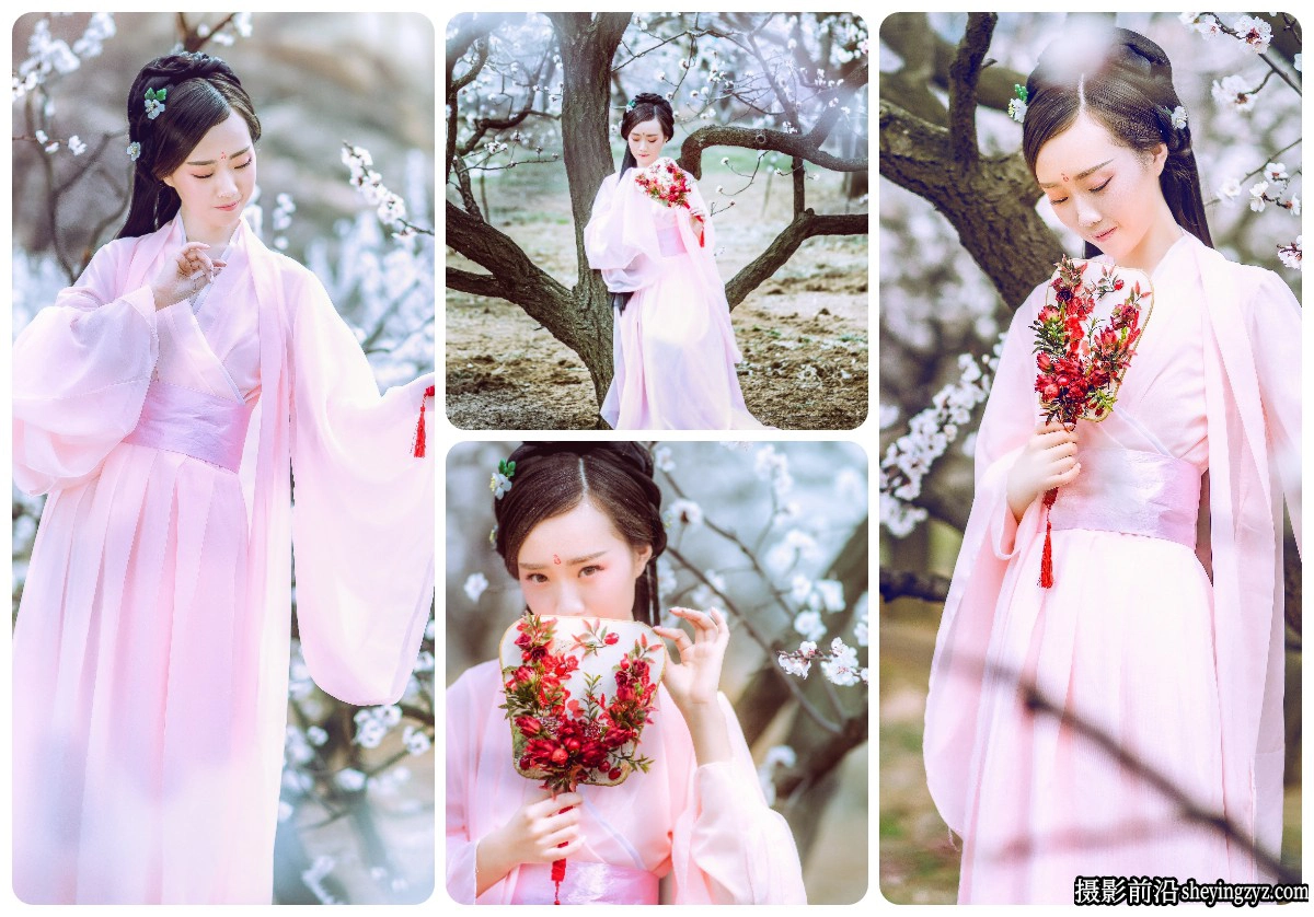 粉红古装美女桃花园写真R人像修图练习AW原图38P