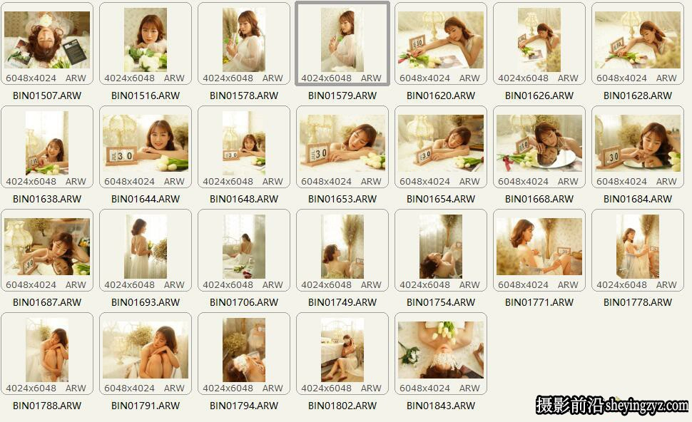室内私房情绪美女人像后期调色修图RAW原图素材26张