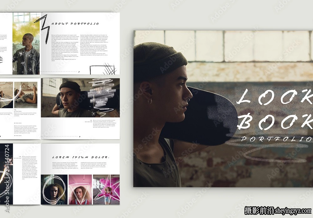 带有手绘元素的 Lookbook 布局InDesign模板