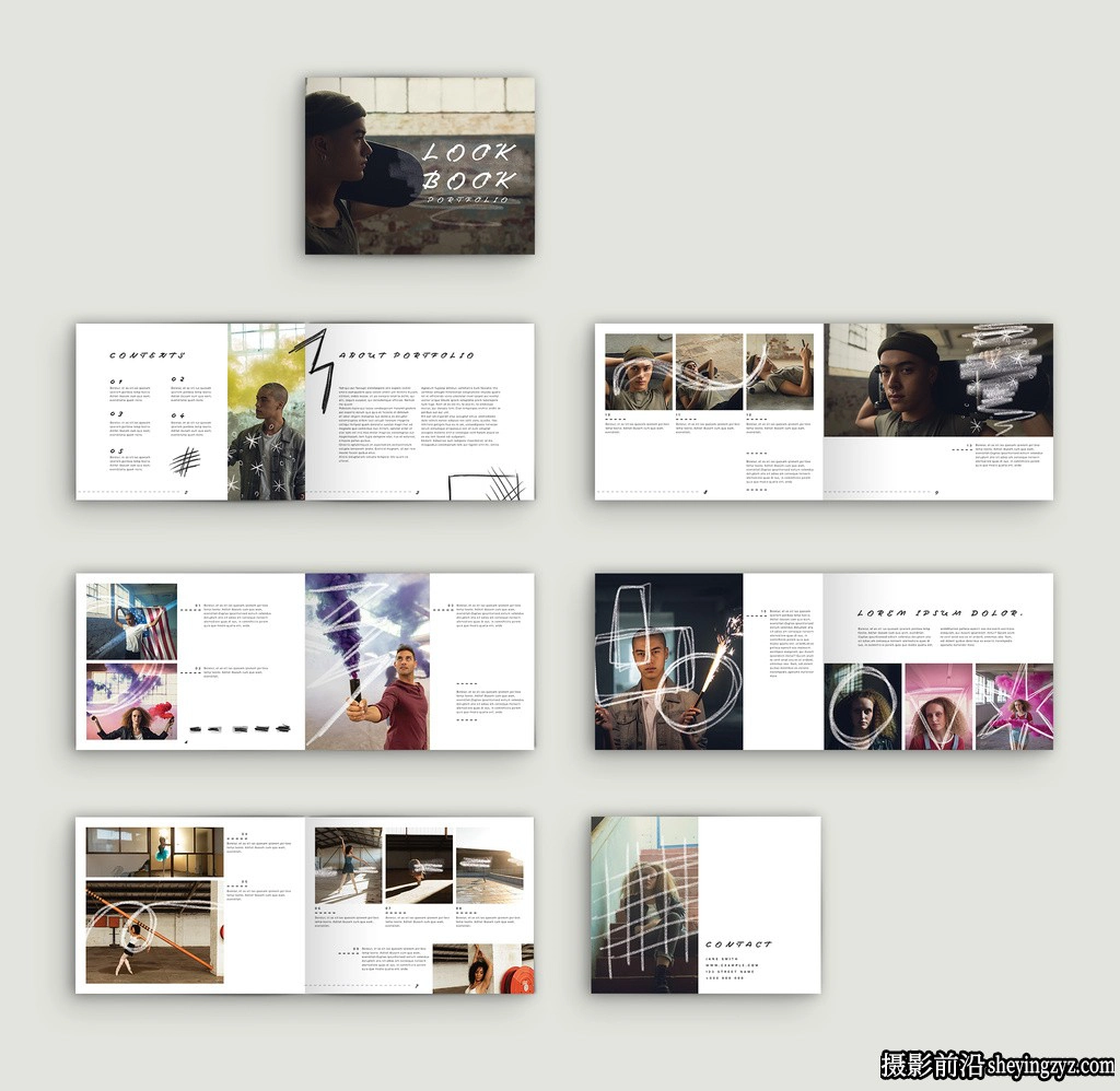 带有手绘元素的 Lookbook 布局InDesign模板