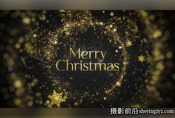 AE片头模板-金色粒子文字圣诞节片头模板- Golden Christmas Intro