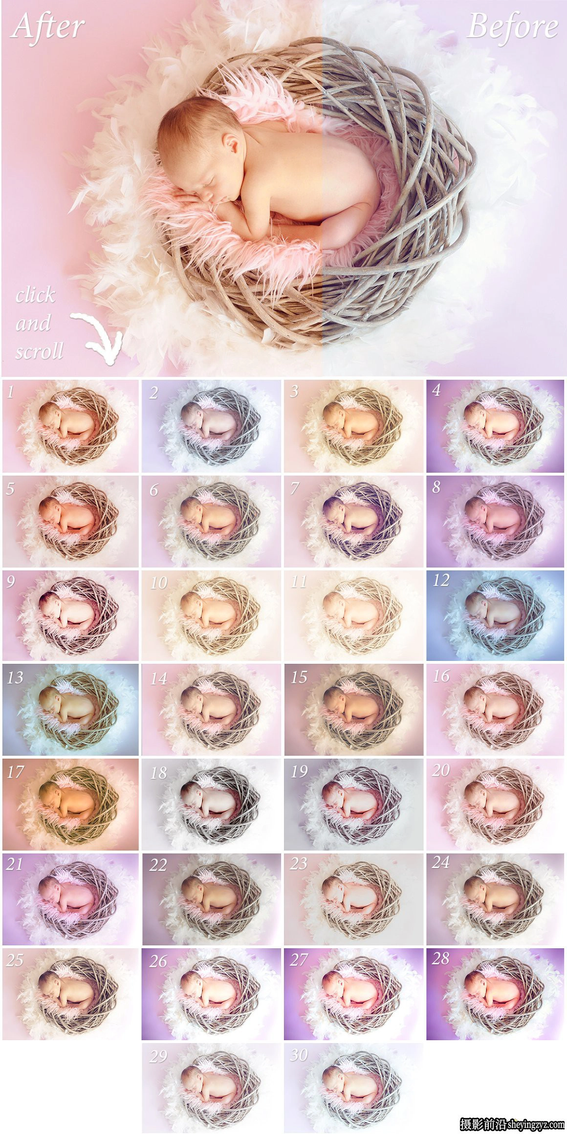30种新生儿摄影后期调色免费L预设 30 Newborn Lightroom Presets