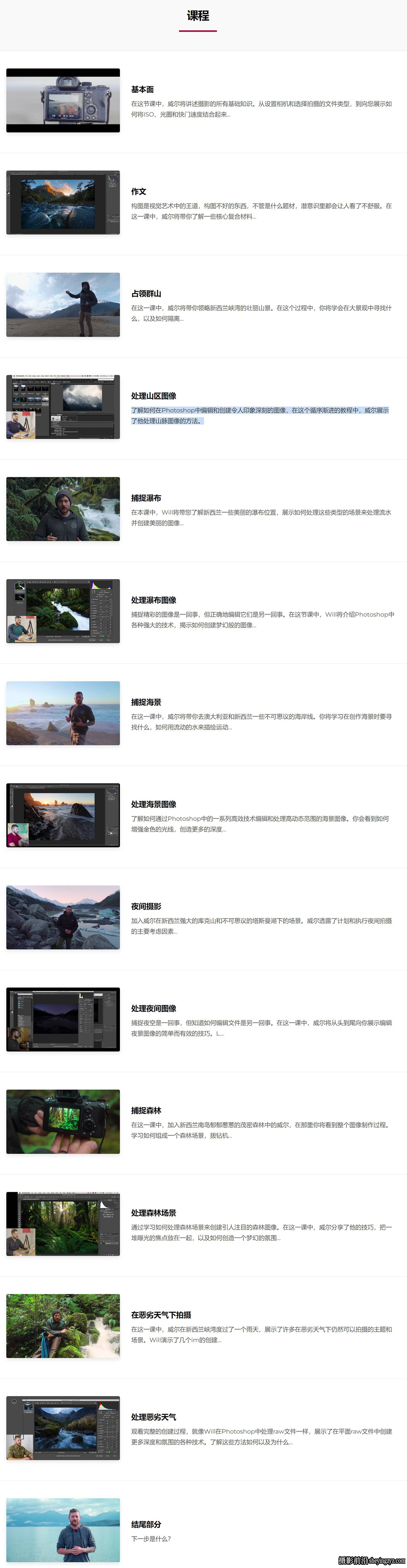 风光摄影师William Patino风光摄影大师班完整教程-独家中英字幕