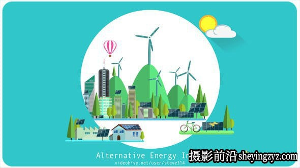 AE模版-扁平化卡通介绍MG动画模板- Alternative Energy Intro