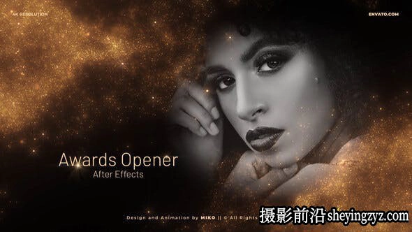 AE模版-粒子背景颁奖典礼图片展示片头模板- Awards Opener