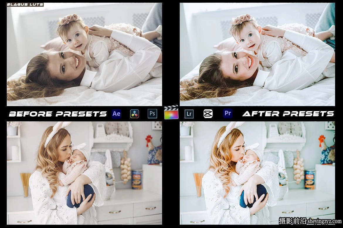 清新新生儿记录电影调色LUT预设及LR预设支持AE/PR/FCPX/达芬奇/PS