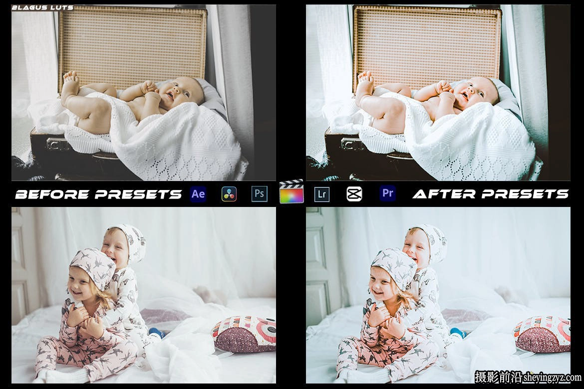 清新新生儿记录电影调色LUT预设及LR预设支持AE/PR/FCPX/达芬奇/PS