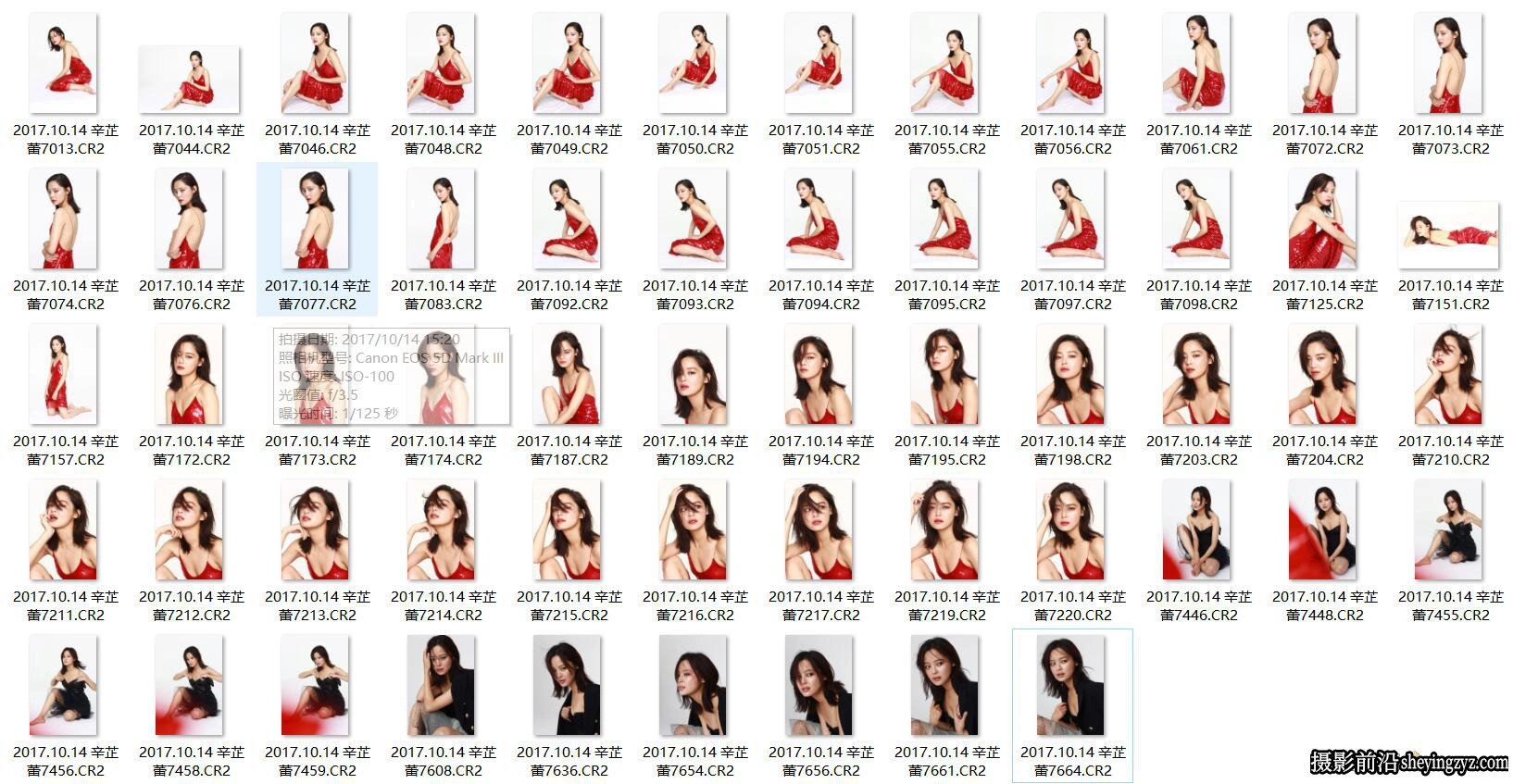 美女明星人像辛芷蕾写真摄影后期修图练习RAW原图57张