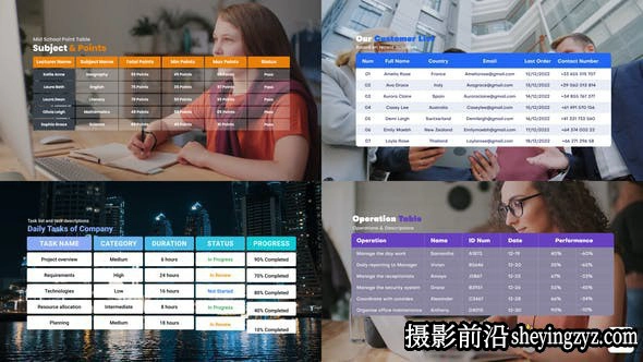 AE模版 -数据表格列表排版动画预设模板- Table List Pack