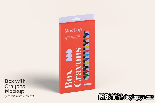 带蜡笔样机的盒子,产品盒子样机模型