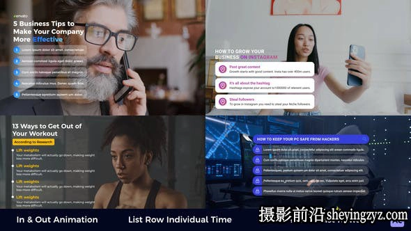 AE模版-项目列表介绍文字标题字幕动画模板- List Titles